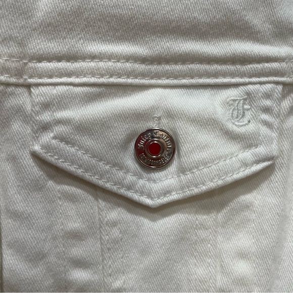 Juicy Couture White Denim Angel Vest Womens S Bedazzled Rhinestone Y2K Cropped - Picture 3 of 6